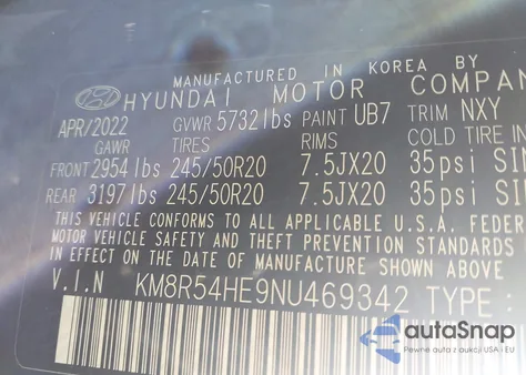 2022 Hyundai Palisade Limited из США, поврежденный, VIN KM8R54HE9NU469342